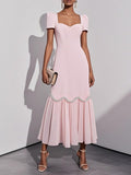Pink Rhinestone Classic Sweetheart Neckline Sleeveless A-Line Maxi Dress