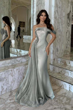 One Shoulder Sleeveless Long Mermaid Prom Dress With Beading WQ0029