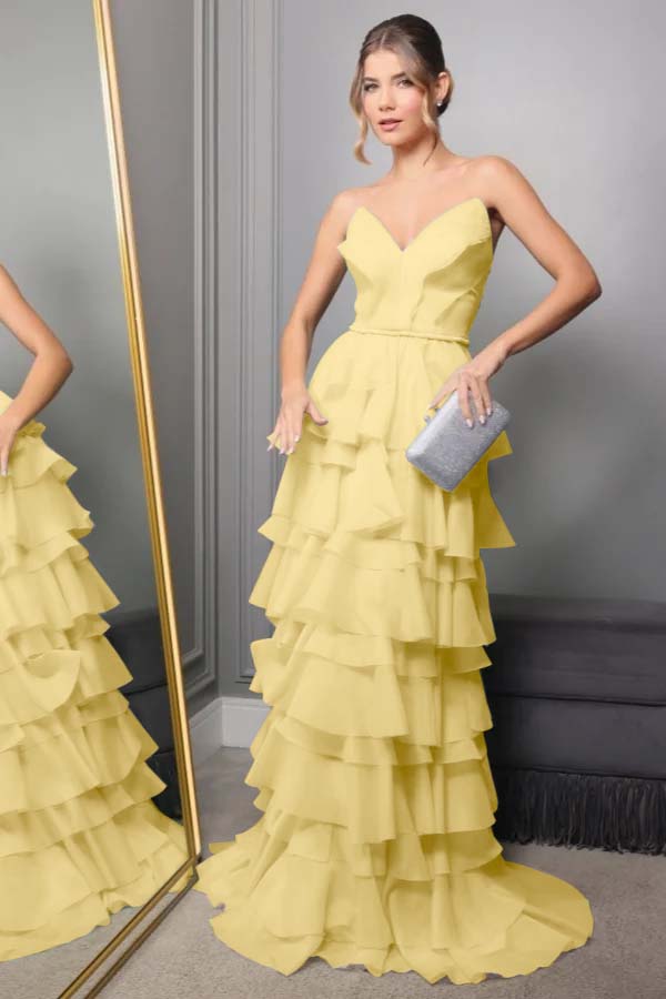 Spaghetti Strap V Neck Sleeveless Long Prom Dress With Pleated WQ0250