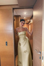 Strapless Sleeveless Long Prom Dress With Pleated Appliques JQ0079
