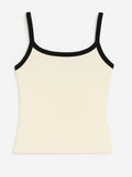 Contrast Trim Ribbed Knit Spaghetti Strap Top