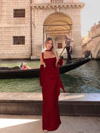 Spaghetti Strap Sleeveless Long Mermaid Prom Dress With Gloves YK0575