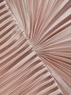 Rose Gold Pink Pleated Satin Strapless Sleeveless A-Line Midi Dress