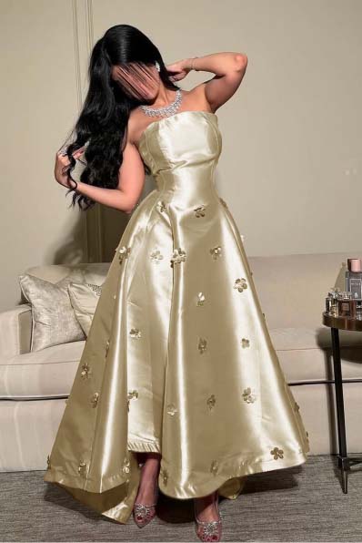 Strapless Sleeveless Long Prom Dress With Pleated Appliques WQ0031