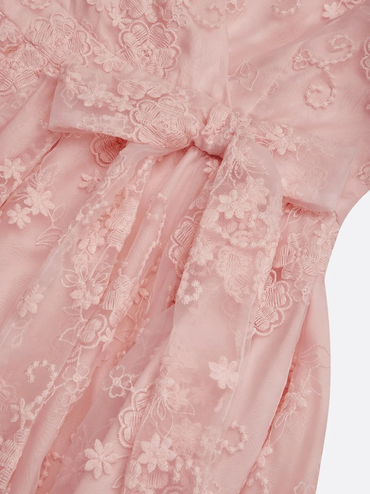 Deep Pink Bow Embroidery Classic V Neck Sleeveless A-Line Midi Dress With Pockets