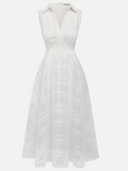 White Shirt Dress Shirt Collar Sleeveless A-Line Midi Dress