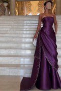 Chic Strapless Sleeveless Long Prom Dress With Pleated Beading WQ0094