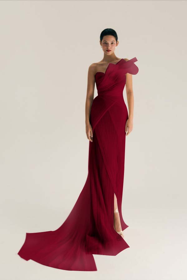 Asymmetric One Shoulder Sleeveless Long Pleated Mermaid Prom Dress With Split WQ0533