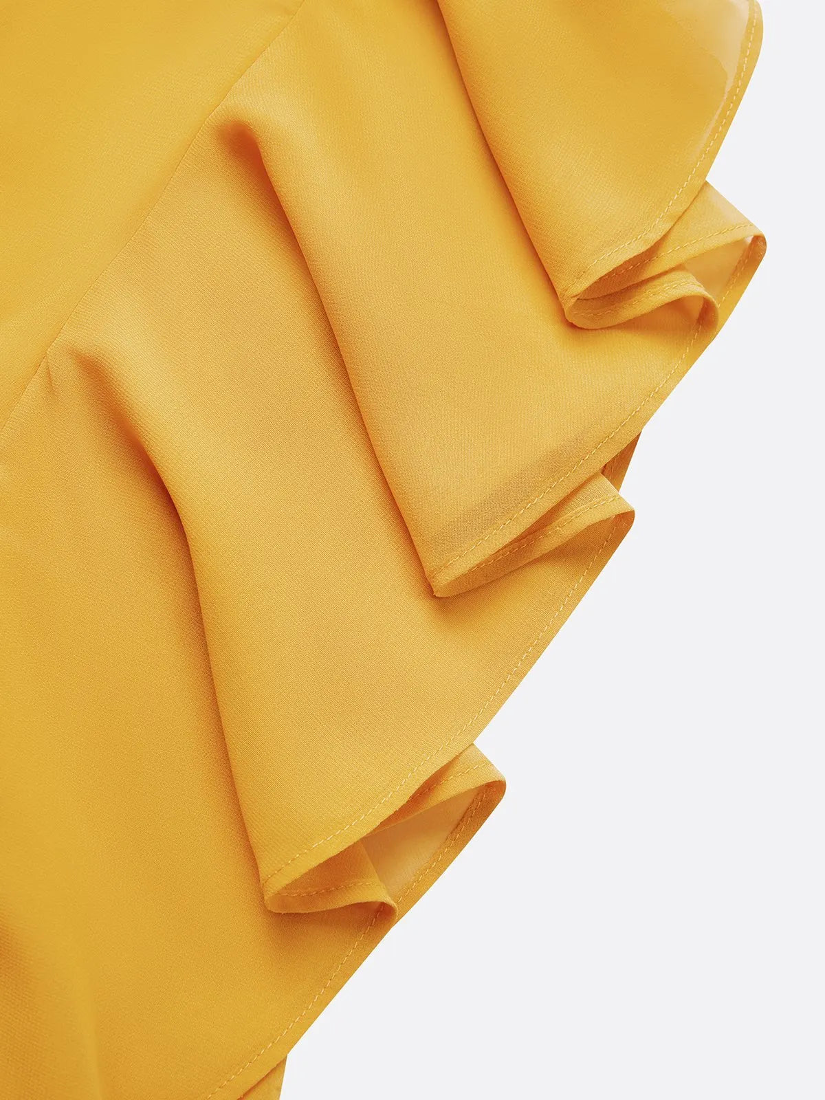 Yellow Peplum Chiffon One Shoulder Sleeveless Sheath Maxi Dress