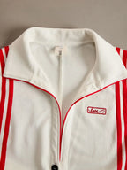 Sporty Retro Red Ribbon White Cotton Sleeveless Jumpsuit