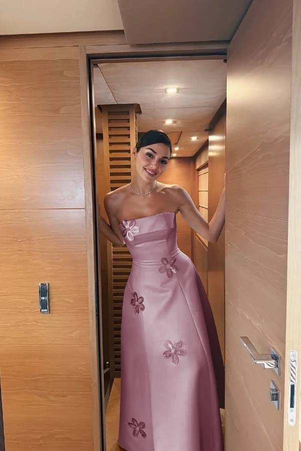 Strapless Sleeveless Long Prom Dress With Pleated Appliques JQ0079