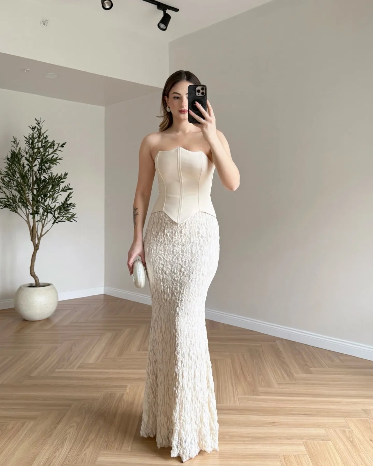 Cocoslly Strapless Sleeveless High Waist Long Mermaid Prom Dress | Black Satin CO0098