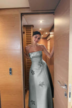 Strapless Sleeveless Long Prom Dress With Pleated Appliques JQ0079