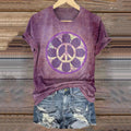 Women's Hippie Art Printed Casual Round Neck Short Sleeve T-shirt