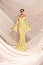 Cocoslly Strapless Sleeveless High Waist Long Mermaid Prom Dress | White Lace And Chiffon WQ0811