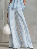 Light Blue Chiffon Striped Pants