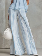 Light Blue Chiffon Striped Pants