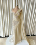 Cocoslly Strapless Sleeveless High Waist Long Prom Dress With Lace And Beading Pearls | Black Satin JZ0166