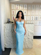Cocoslly Spaghetti Straps Sleeveless High Waist Long Mermaid  Prom Dress | Brown Sequins YK0969