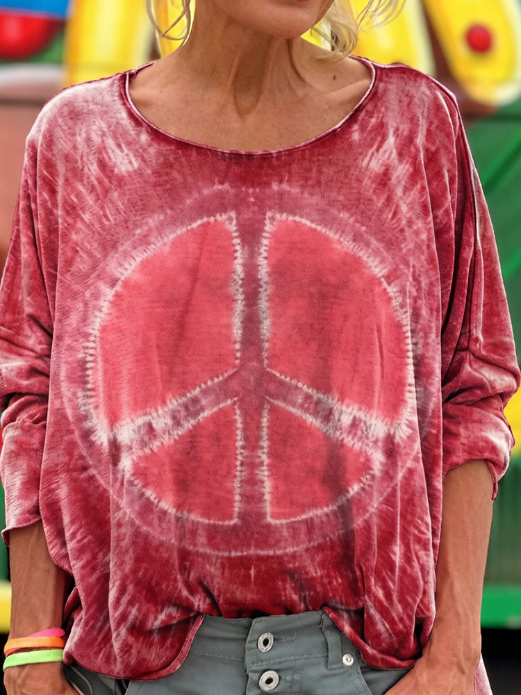 Women's Hippie Tie Dye Print Long Sleeve T-shirt