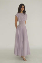 Cocoslly Bateau Simple Summer Sleeveless Long Prom Dress With Beadings | Lilac Chiffon ZT0652