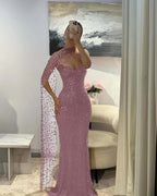 Tulle V-Neck Strapless Sleeveless Long Mermaid Prom Dress With Sequins And Ruffles YK0184