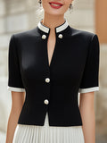 Contrast Trim Structured Short Sleeve Top