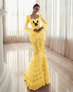 Long Sleeves Sweetheart Long Mermaid Prom Dress With Lace Appliques YK0181