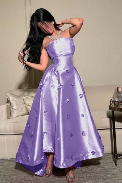 Strapless Sleeveless Long Prom Dress With Pleated Appliques WQ0031