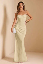 Sleeveless Spaghetti Strap Long Mermaid Prom Dress With Pleated CY0069