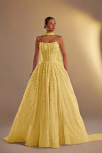Strapless Sleeveless Long A Line Prom Dress With Pleated Beading WQ0308