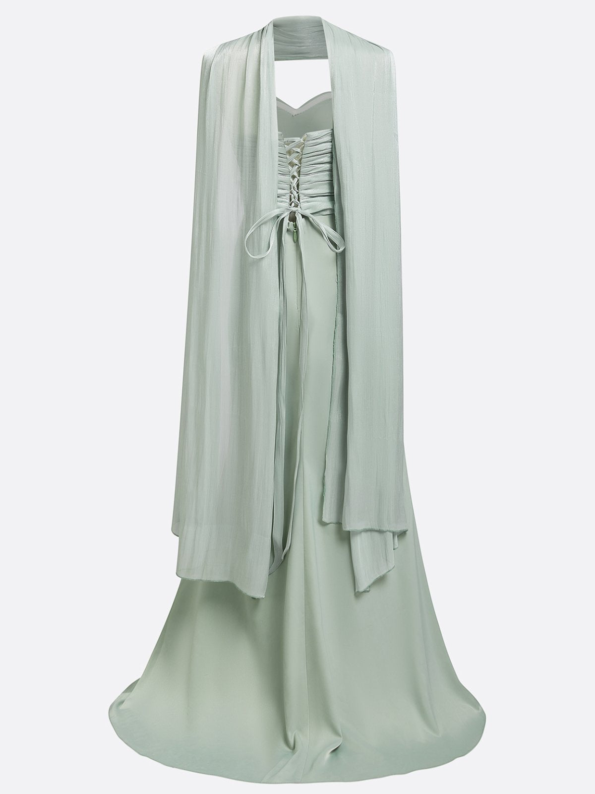 Green 3D Floral Tulle Strapless Sleeveless A-Line Floor-length Gown Dress
