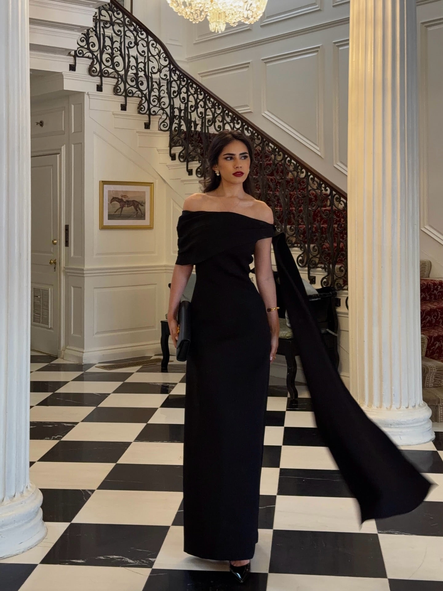 Cocoslly Off-The-Shoulder Sleeveless High Waist Long Mermaid Prom Dress | Black Satin CO0116