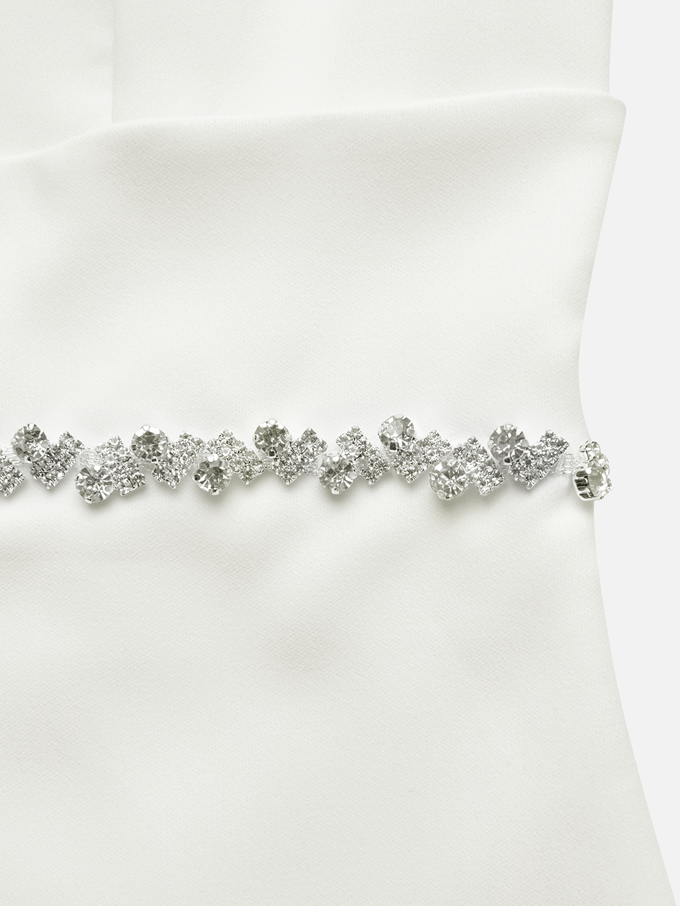 White V Neck Sleeveless Rhinestone Slit A-Line Midi Dress