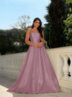 Chic Strapless Sleeveless Long A Line Prom Dress With Pleated YK0232
