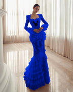 Long Sleeves Sweetheart Long Mermaid Prom Dress With Lace Appliques YK0181
