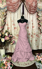 Cocoslly Strapless Sweetheart Sleeveless High Waist Long A Line Prom Dress With Ruffles | Black Red Satin PRD0034