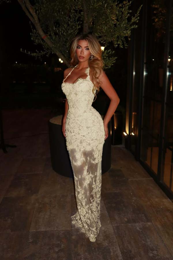 Halter Sleeveless Long Mermaid Prom Dress With Lace Embroidery WQ0329
