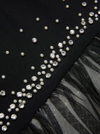 Black Hot Drilling Classic Tulle Strapless Sleeveless A-Line Gown Dress