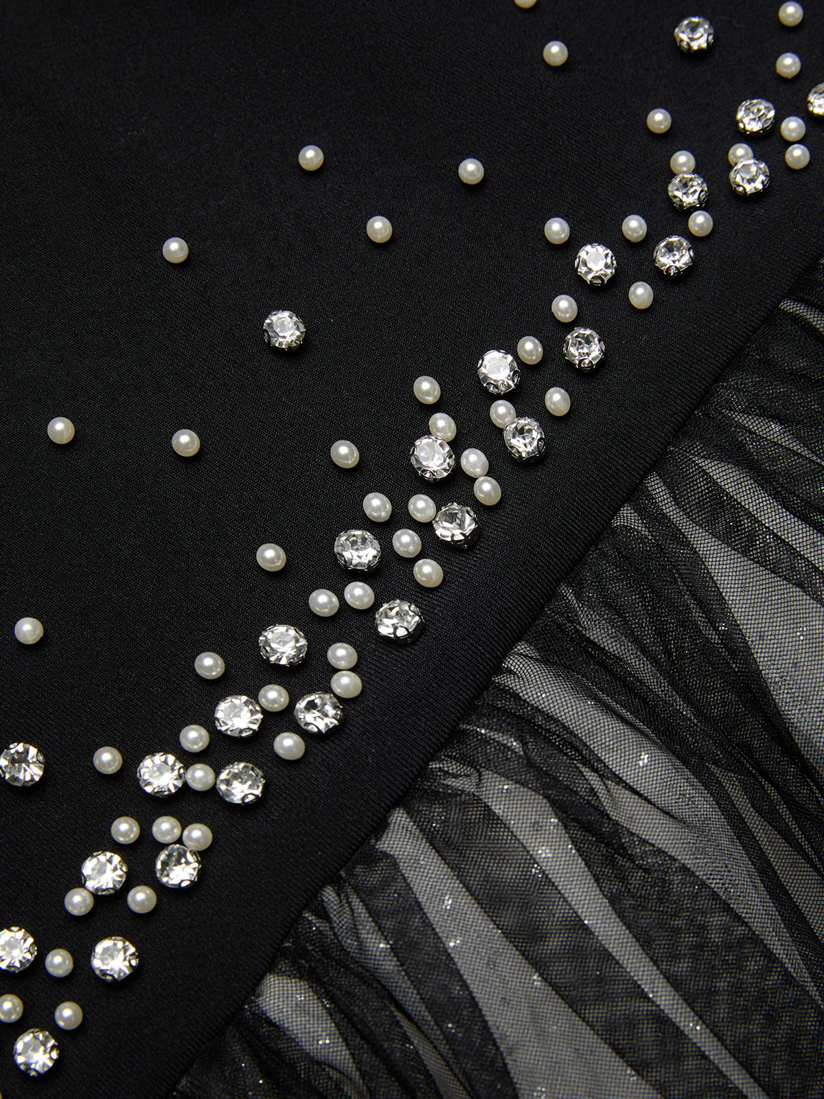 Black Hot Drilling Classic Tulle Strapless Sleeveless A-Line Gown Dress