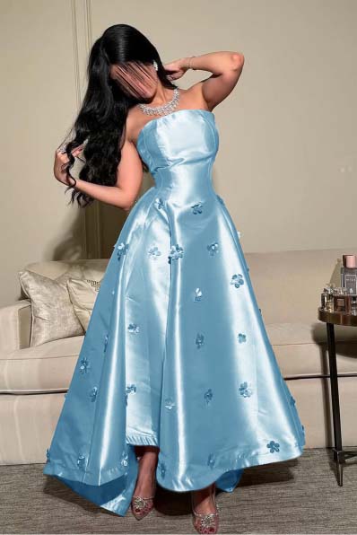 Strapless Sleeveless Long Prom Dress With Pleated Appliques WQ0031