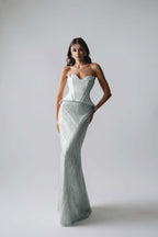 Sleeveless Strapless Long Mermaid Prom Dress With Pleated Sequins WQ0265