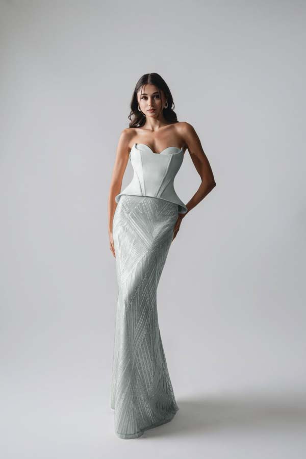 Sleeveless Strapless Long Mermaid Prom Dress With Pleated Sequins WQ0265