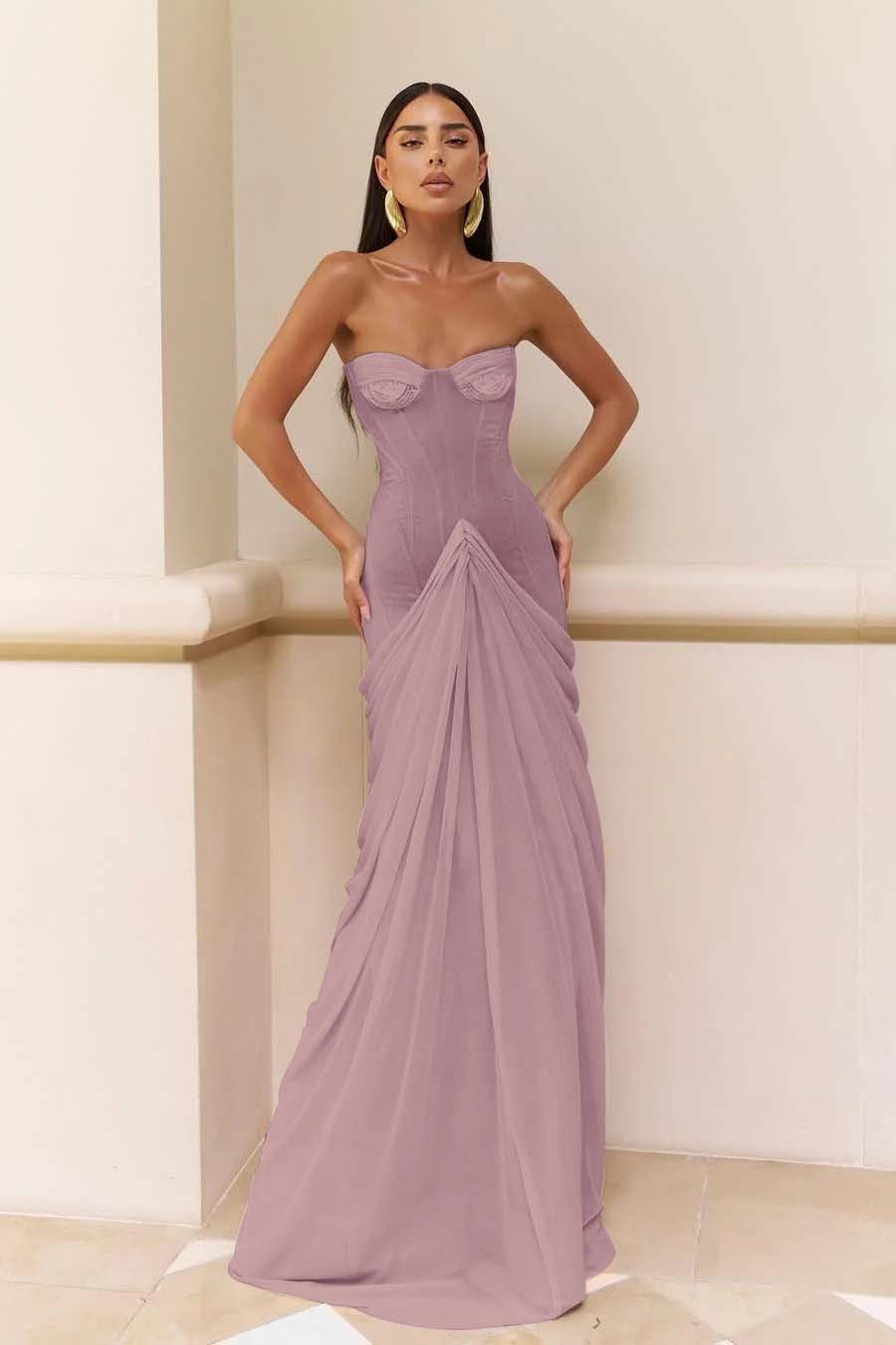 Chic Strapless Sweetheart Long Mermaid Prom Dress With Pleated WQ0073