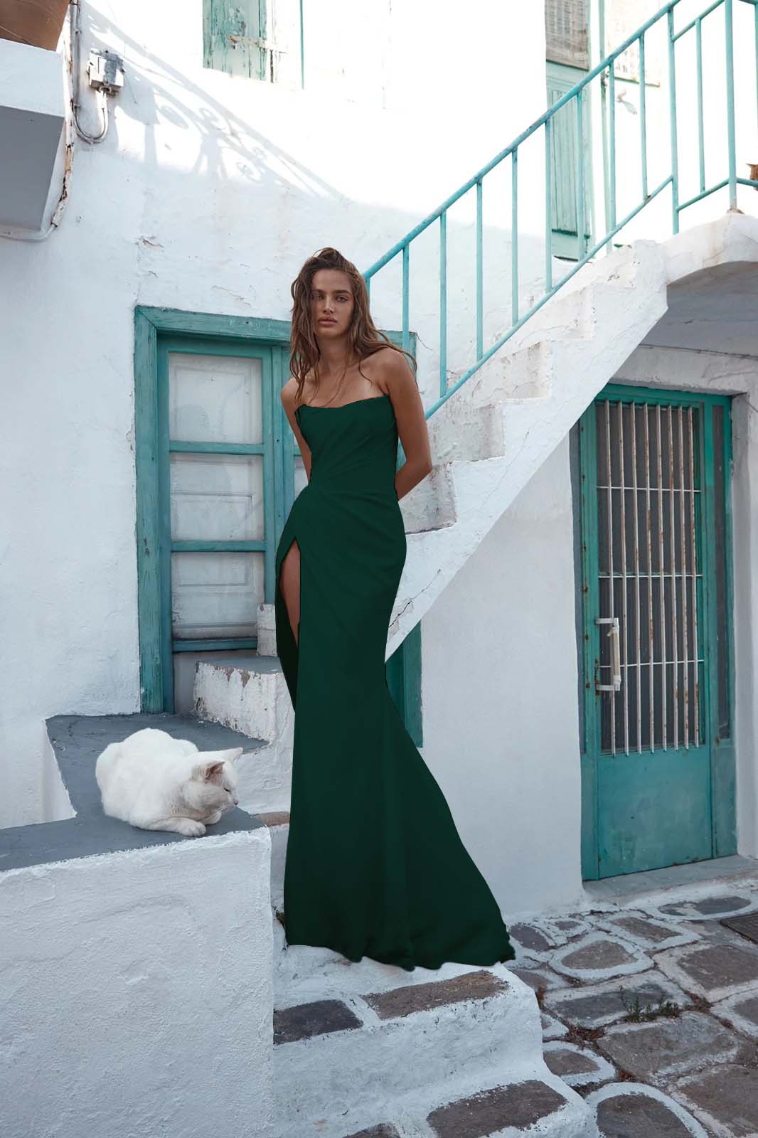 Strapless Sleeveless Long Mermaid Prom Dress With High Split YK0120