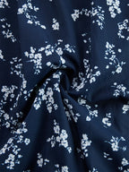 Retro Classic Floral Print Navy Blue Chiffon Sleeveless Maxi Dress
