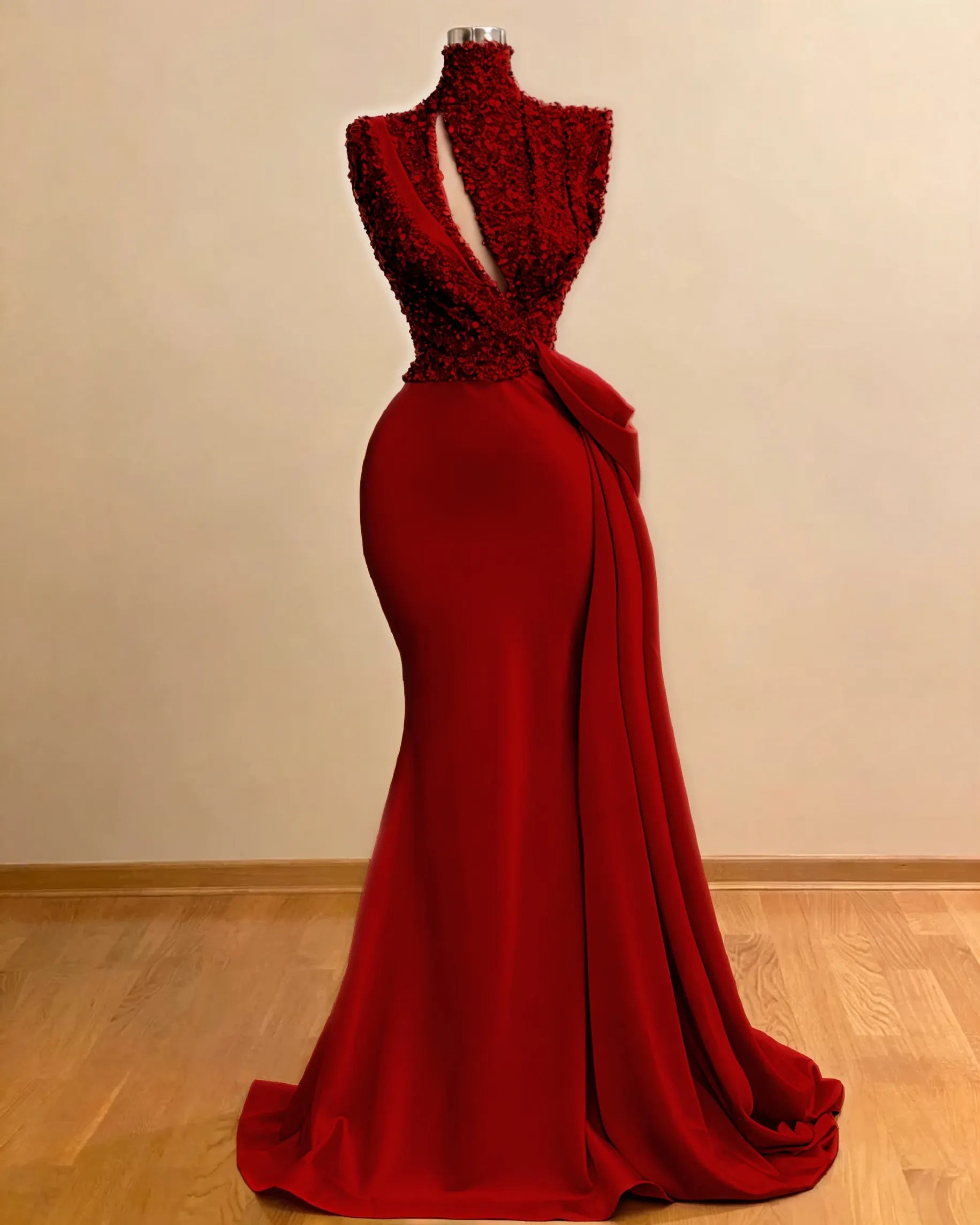Cocoslly High Neck Sleeveless High Waist Long Mermaid Prom Dress With Sequins | Green Satin ZC0388