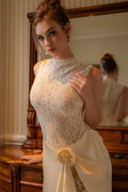 Cocoslly High Neck Sleeveless Mermaid Prom Dress With Lace Embroidery