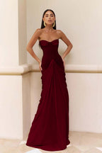 Chic Strapless Sweetheart Long Mermaid Prom Dress With Pleated WQ0073