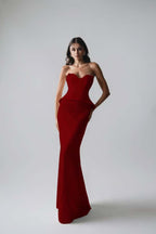 Sleeveless Strapless Long Mermaid Prom Dress With Pleated Sequins WQ0265